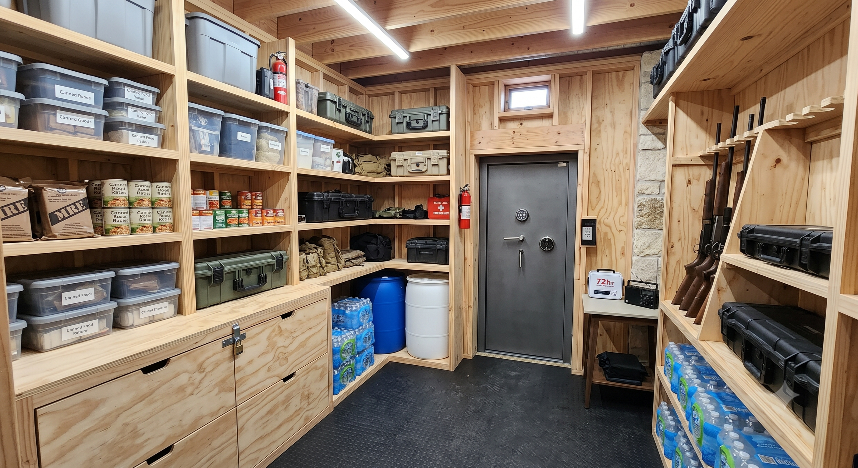 Custom wooden vault door for home safe room